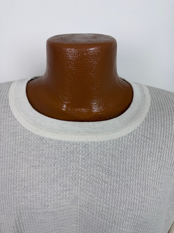 Vintage 80s Waffle-Knit Thermal Shirt Men XXXL Natural Ivory Stretch Outdoor USA gallery