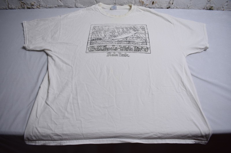 Vintage 90s Trout Fish Graphic State Park Fishing Shirt White Size 2XL