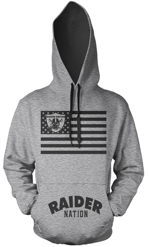 Raiders Straight Raider Nation Silver & Black Hoodie (New) Oakland Edition