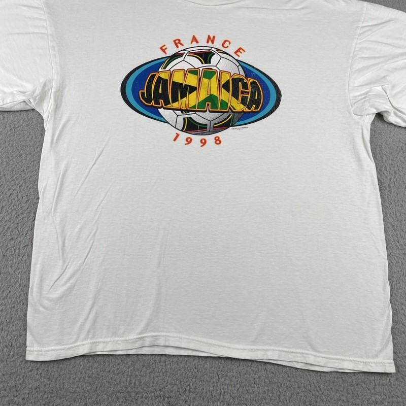 Vintage 90s France Jamaica Futbol Soccer Match 1998 Shirt Shirt Hills Tee XL gallery