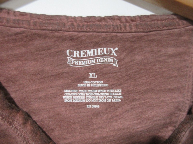 Sz XL Cremieux Premium Denim LIGHTWEIGHT Henley Shirt Mens 100% Cotton Brown L/S gallery