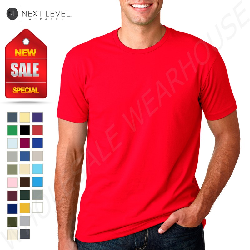 NEW Next Level 100% Cotton Men’s Premium Fitted Crew Neck 2XL-3XL T-Shirt B-3600