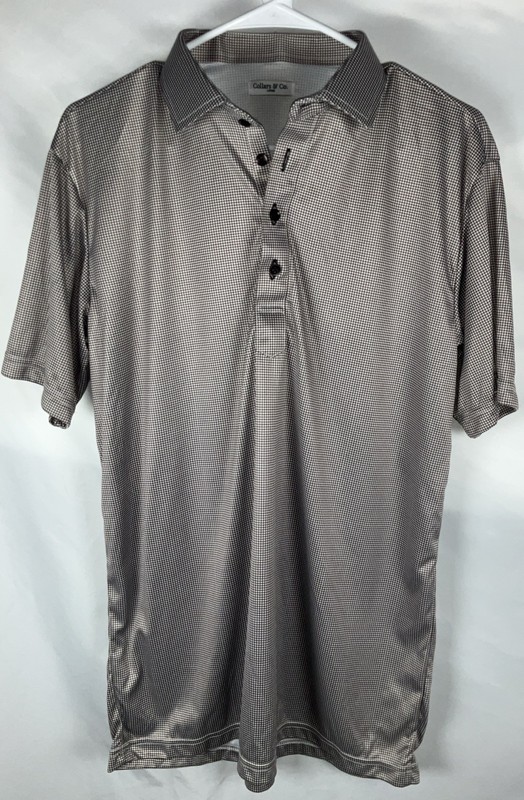 Collars & Co Men’s Large Brown Golf Polo Performance Stretch Moisture Control