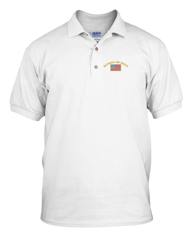 RETIRED AIR FORCE MILITARY Embroidery Embroidered Golf Polo Shirt gallery