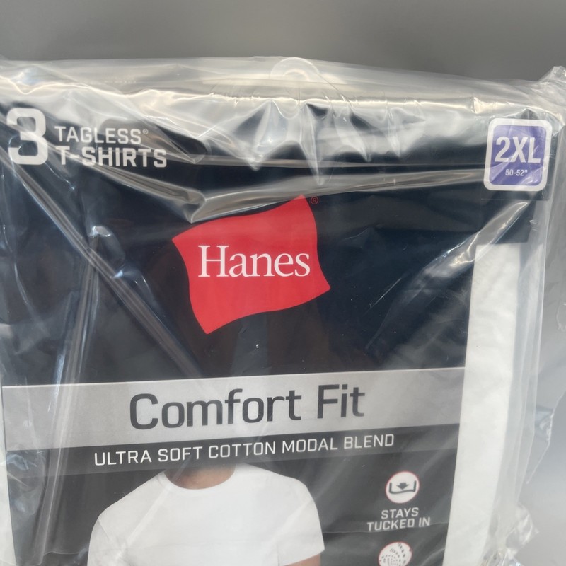Hanes Men’s 3 Pack Comfort Fit Tagless White T -Shirts Size 2XL 50-52" New gallery