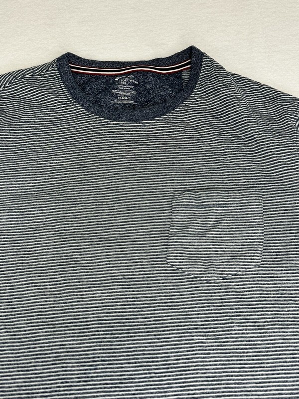 MEMBERS MARK Mens Soft Wash Tee Blue Striped Short Sleeve Size Large L