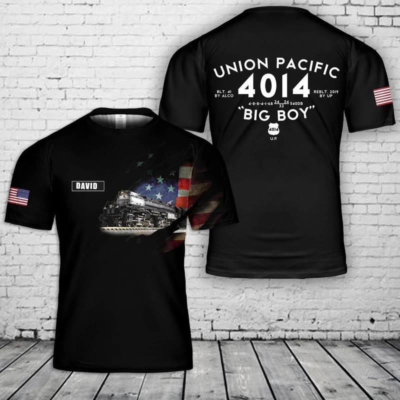 Custom Name Union Pacific Steam Locomotive 4014 BIG BOY T-Shirt 3D Gift Father
