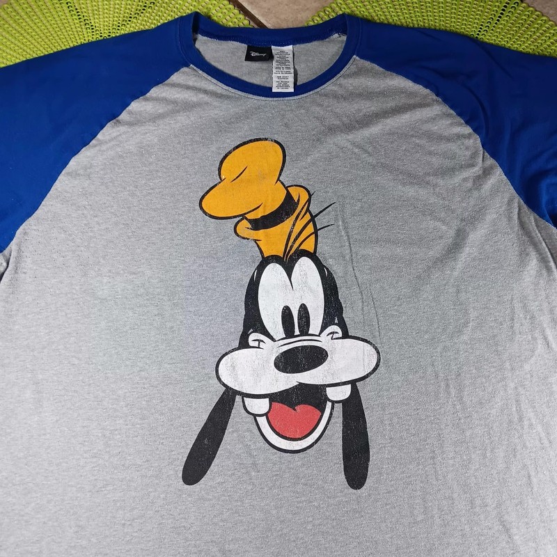 Disney World Goofy Raglan T-Shirt 2XL Y2K Retro Grunge Mickey Parks Skateboard