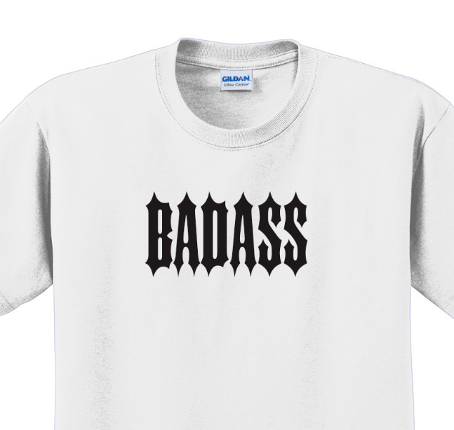 Badass T-Shirt Short Sleeve Graphic Tee Unisex apparel Text logo design gallery