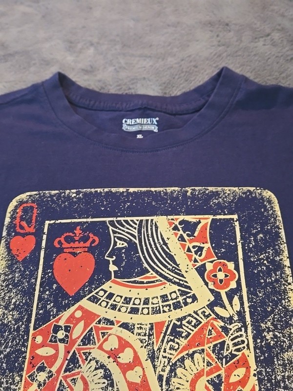 Daniel Cremieux Queen of Hearts T Shirt Mens XL Poker Card Graphic Print Blue gallery