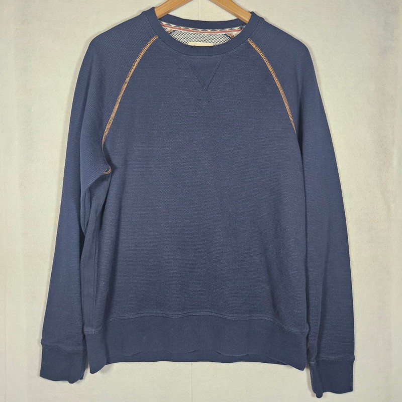 Borgo 28 Blue Knit Crew Neck Long Sleeve Shirt for Men Size Medium