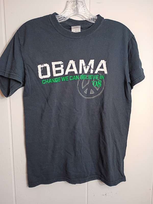OBAMA Change We Can Believe In ’08 Campaign Black Tee Shirt Adult S Peace