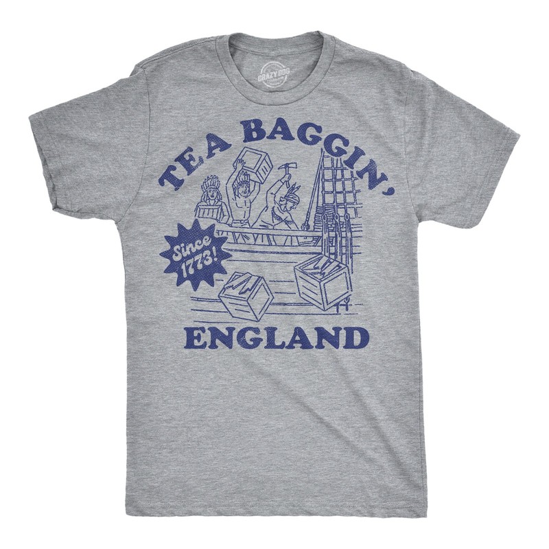 Mens Funny T Shirts Tea Baggin England Sarcastic Fourth Of July Graphic Novelty