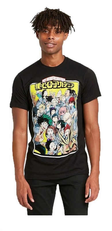 My Hero Academia Class 1A Selfie Graphic Mens Black Anime Shirt NWT Medium