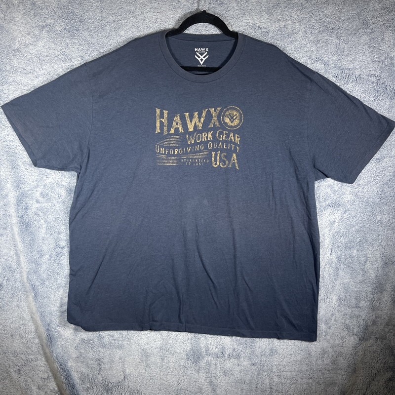Hawx Men’s Blue Short Sleeve Work Gear USA Size 2XL Everyday Casual Cotton Blend