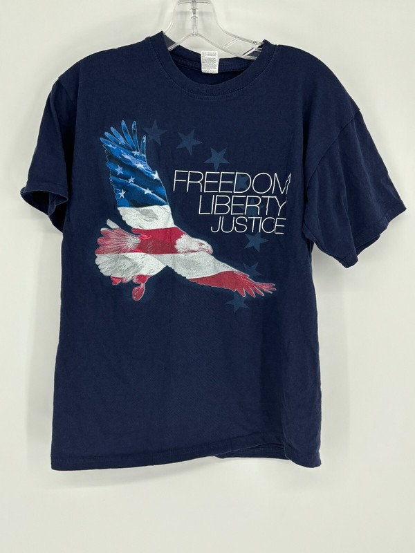 Keya USA Freedom Liberty Justice Navy Blue Eagle T-Shirt Men’s Size Medium
