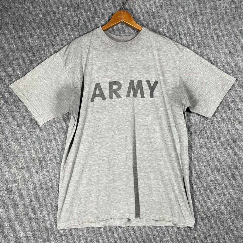 VINTAGE US Army PT T Shirt Size L/XL Gray Uniform 90s Y2K Military Logo