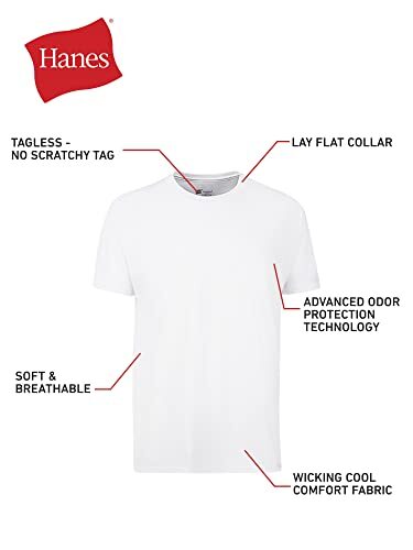6 Pack Mens 100% Cotton Moisture-Wicking Crew Tee Undershirts,Medium White gallery