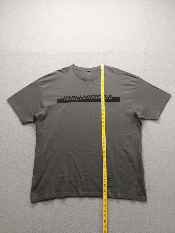 Karl Lagerfeld Men Shirt XXL Gray Crew Neck Short Sleeve Flat Front Outdoor Tee gallery