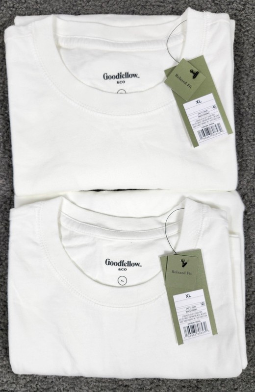 Men’s Crew Neck T Shirt XL White “Pack of 2” Pocket Relaxed Fit Goodfellow Co
