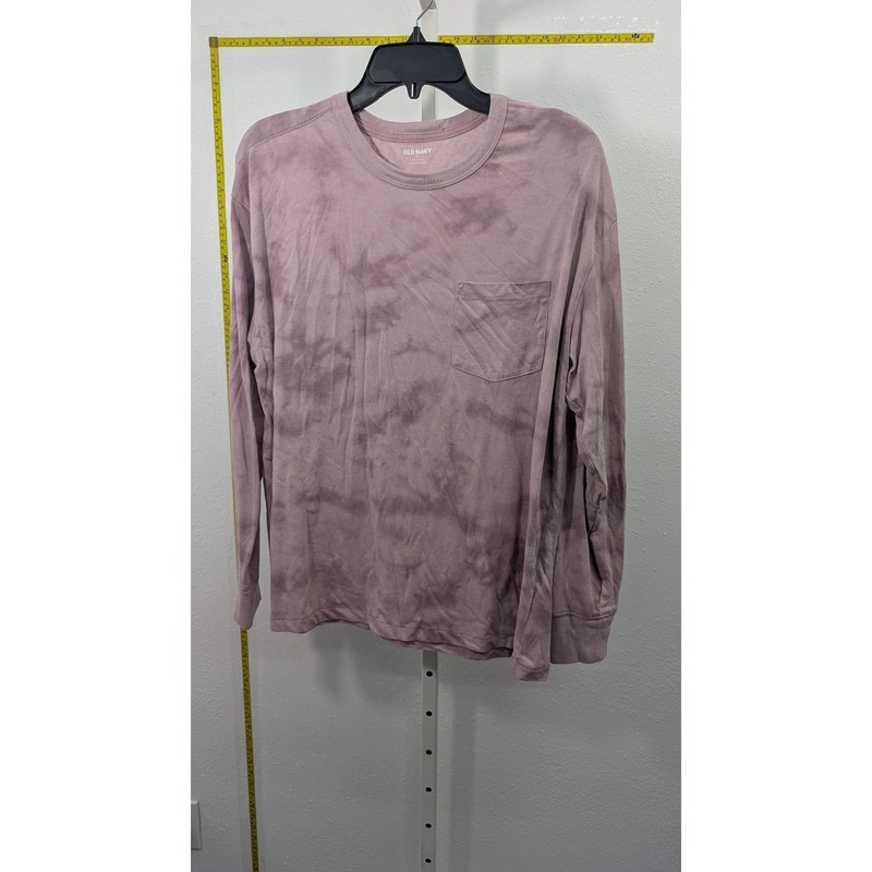 Old Navy Soft-Washed Mens Medium Tie Dye Long Sleeve Pocket T-Shirt Mauve Purple