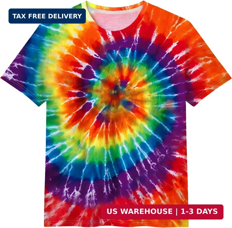 Tie Dye Shirts for Men, Short Sleeve Mens Tie Dye Shirts, Mens Rainbow Tie Dye