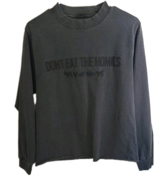 DON’T EAT THE HOMIES 3D Long Sleeve Unisex Size Small NWOT Raw Hem