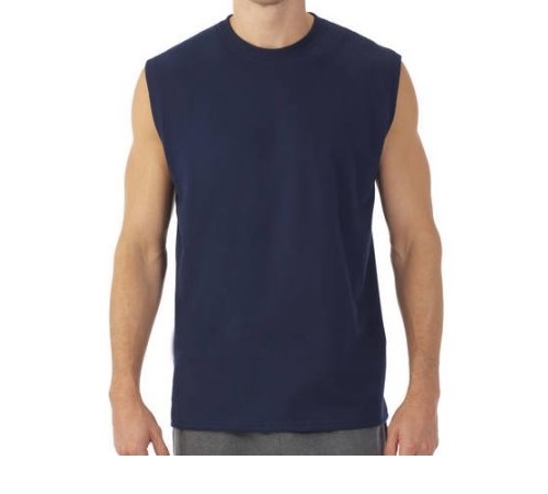 Fruit of the Loom Men’s Navy Muscle T-Shirt w/ Rib Trim Size S (34/36)