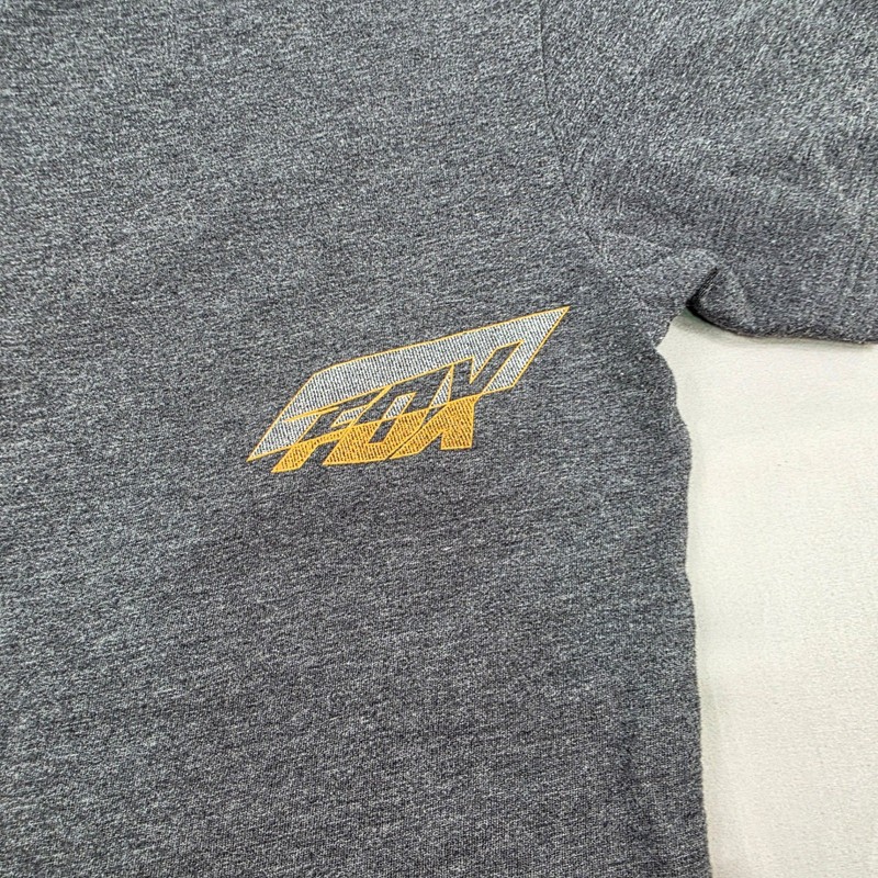 Men's Medium FOX Premium Fabric Slim Fit Gray Graphic Logo T-Shirt Size gallery