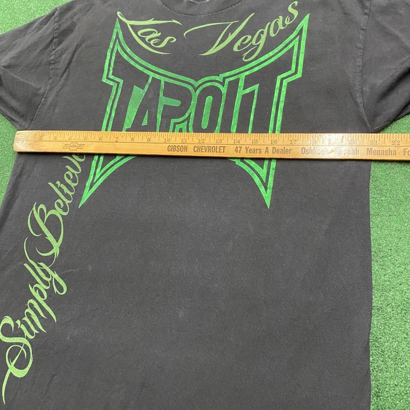 Vintage TAPOUT Shirt Mens L Black Y2K Simply Believe Las Vegas Punk Grunge Tee gallery