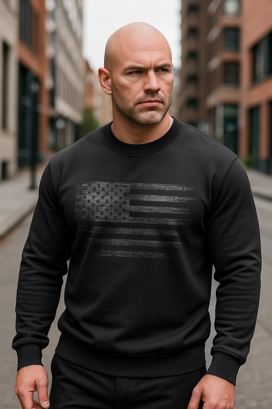 Distressed American Flag Sweatshirt | Patriotic USA Crewneck | Unisex Fleece gallery