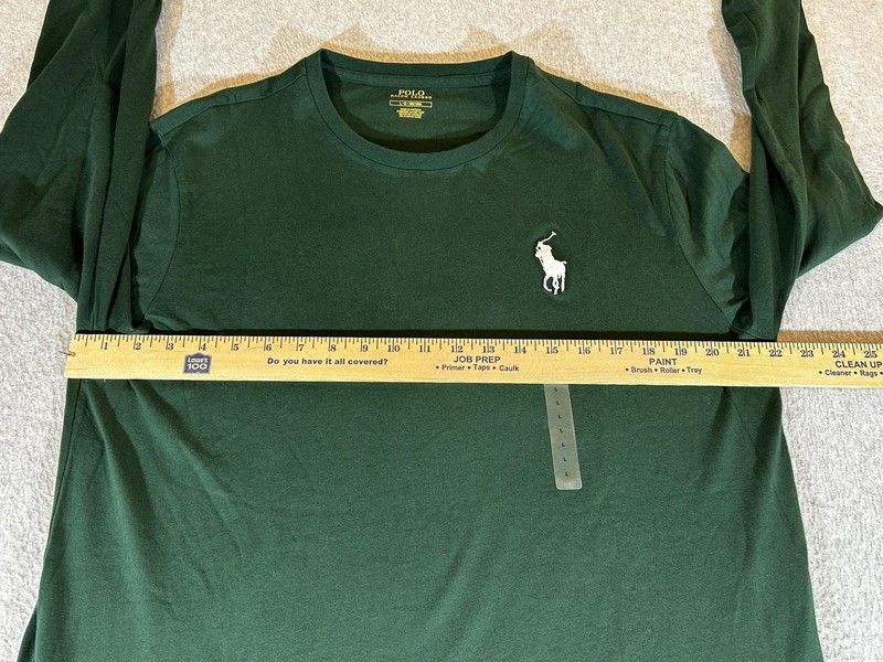 Polo Ralph Lauren Shirt Mens Large Green Long Sleeve Big Pony Spellout Crewneck gallery
