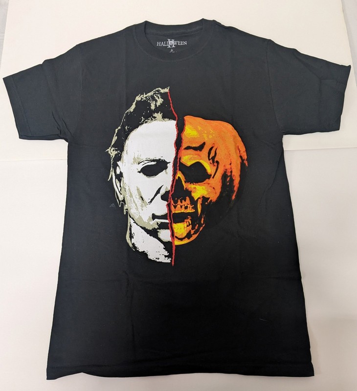 Michael Myers Half Mask Half Jack-O-Lantern Face Men’s Shirt Halloween II Tee