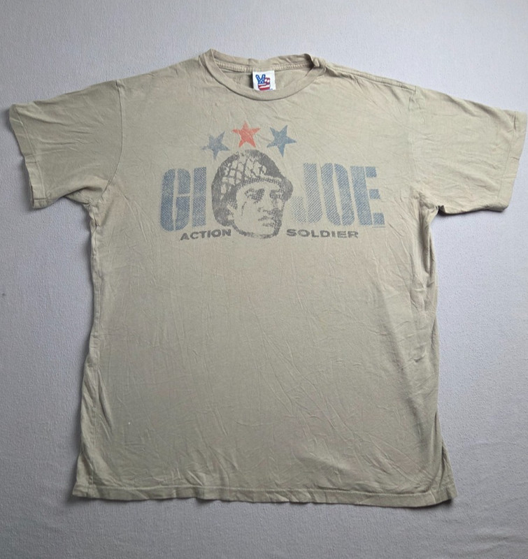 Vintage 2007 G.I. Joe T-Shirt Large Beige Action Soldier Retro Graphic Print