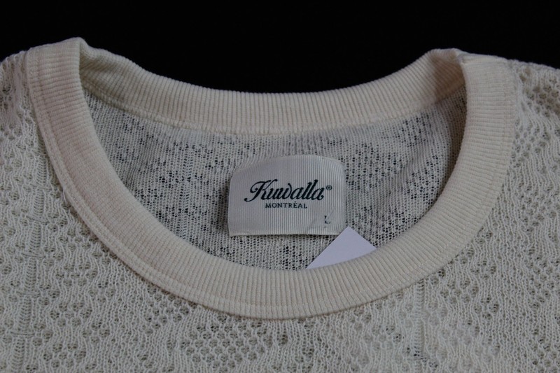 Kuwalla Tee Men's Stylish Breathable Crochet Jersey Tee JL3 Cream Large gallery