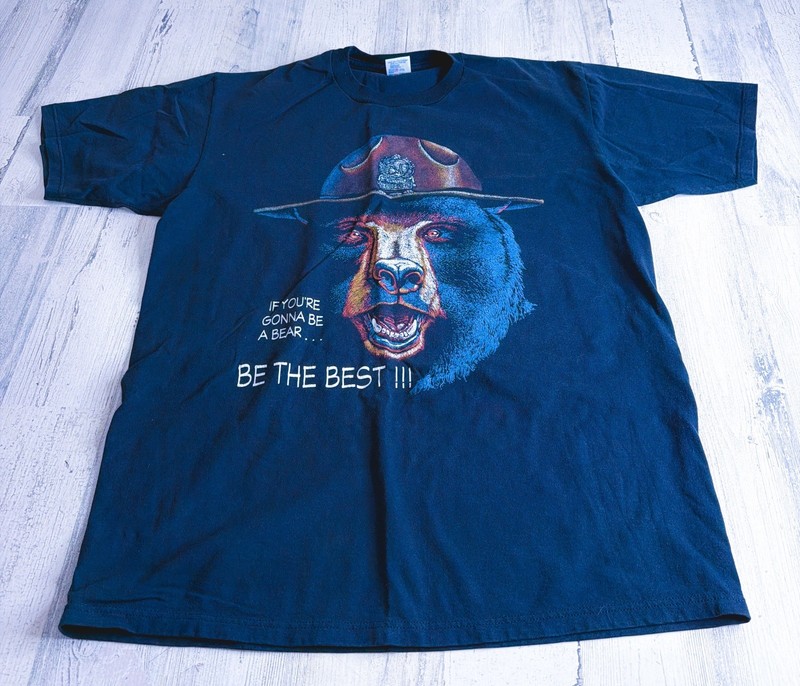 Vintage Shirt- Smokey The Bear Police 90s -Mens Size Large Black