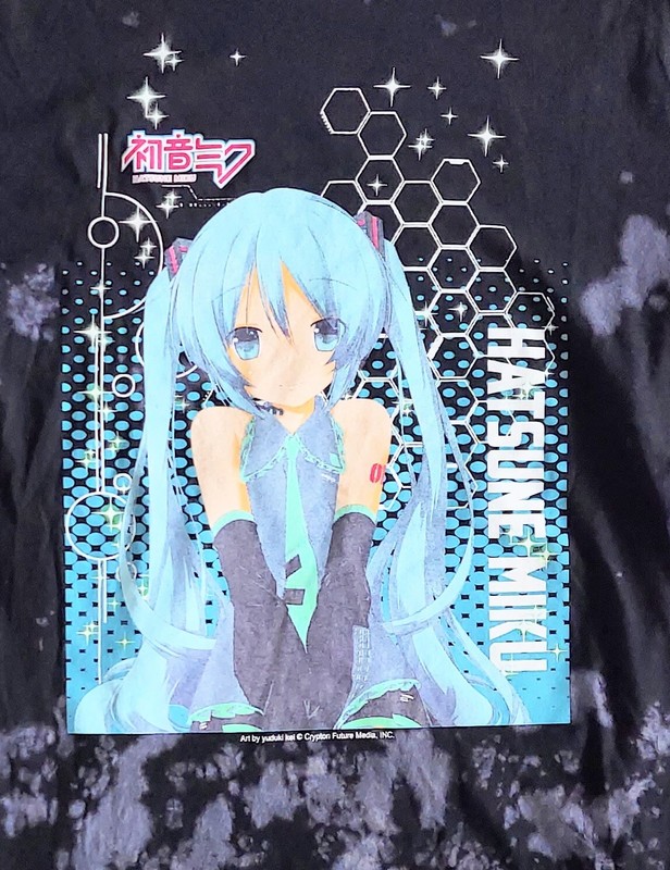 Hatsune Miku Black Bleach Wash Graphic Tee Size Adult Medium 100% Cotton gallery
