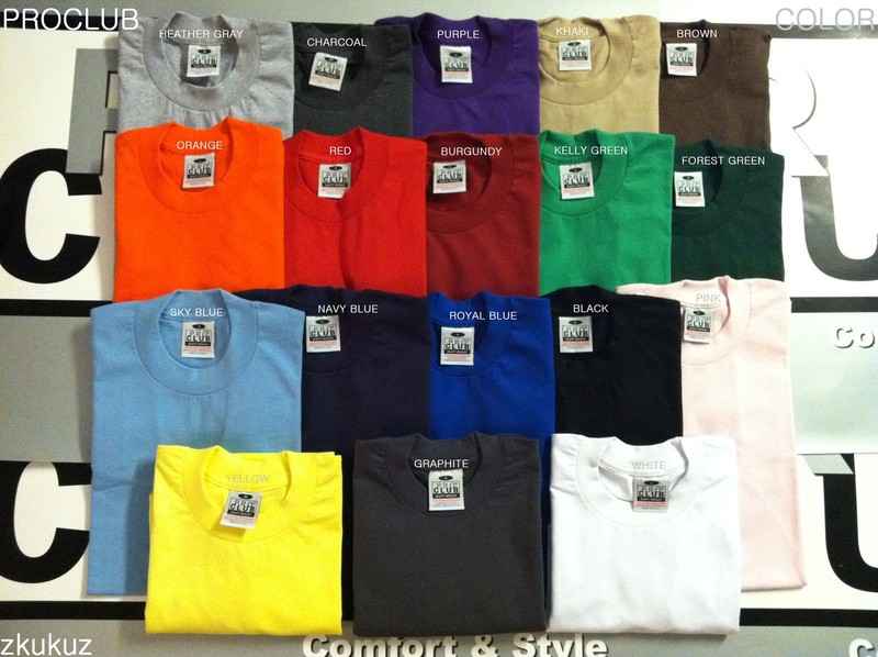 2 NEW PROCLUB HEAVY WEIGHT T-SHIRT COLOR PLAIN PRO CLUB TEE BLANK LARGE 2PC
