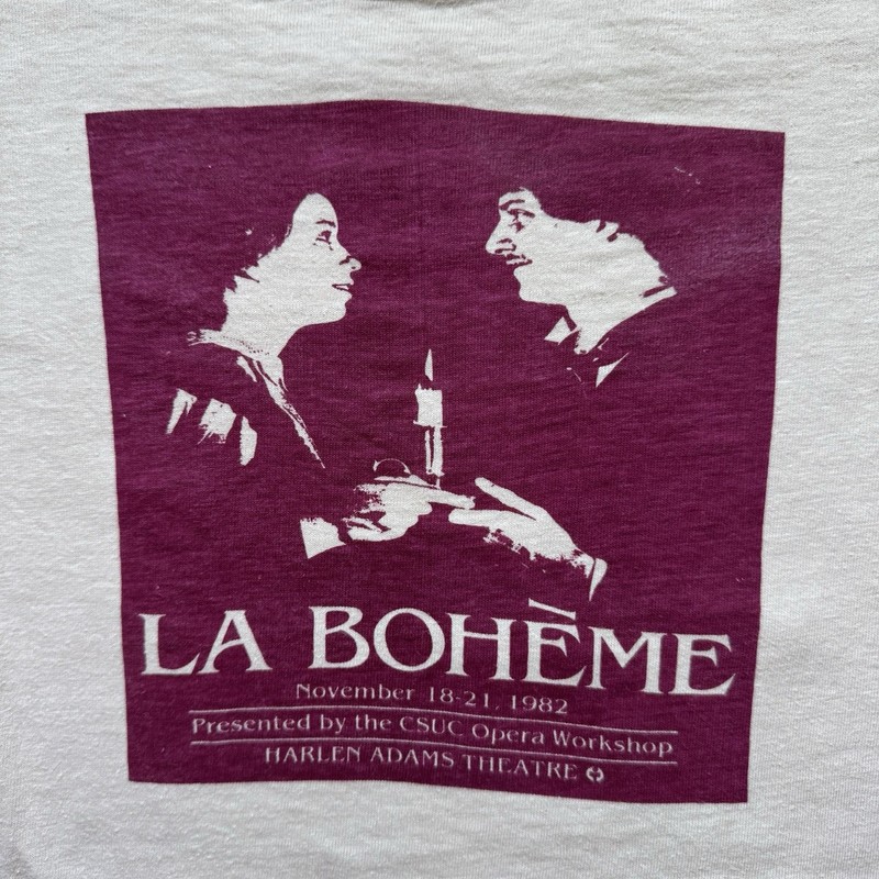Vintage 1982 Mens M La Boheme Opera Harlen Adams Theatre Indie Musical Rare Tee gallery