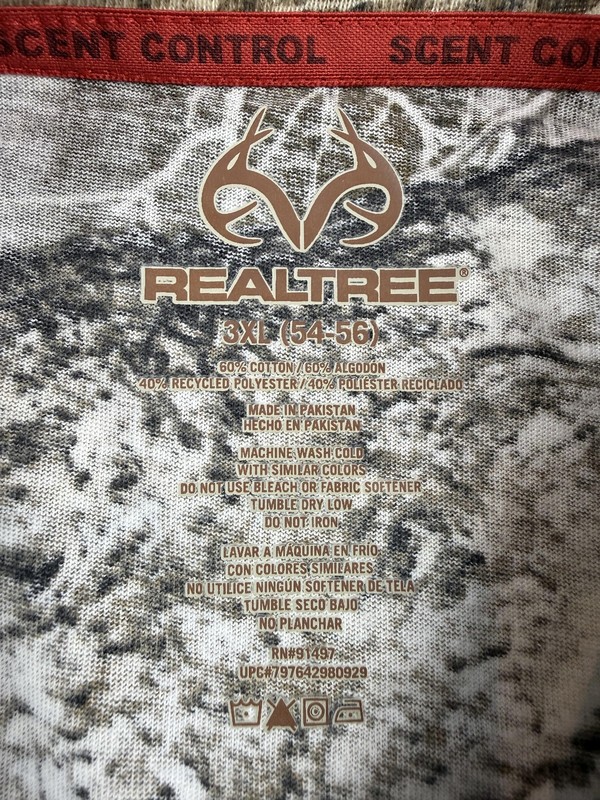 Realtree Shirt Mens 3XL Brown Camo Scent Control Long Sleeve Hunting Tee Top gallery