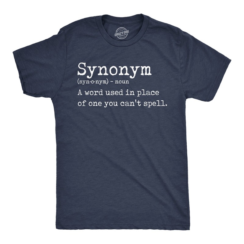 Mens Funny T Shirts Synonym Definition Sarcastic Graphic Novelty Tee for Men