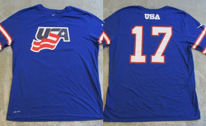 Nike Team USA Shirt Mens XL Blue White Red Flag Olympic Long Sleeve Dri Fit 0656