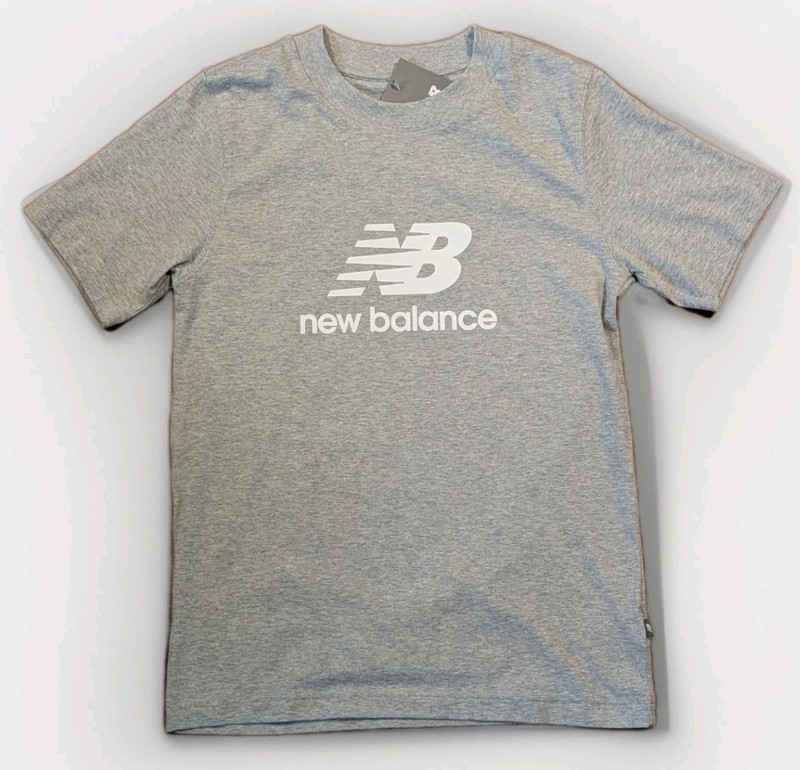 New Balance Logo T Shirt Dad Shirt Mens Small Grey Stacked NB Graphic Tee NWT