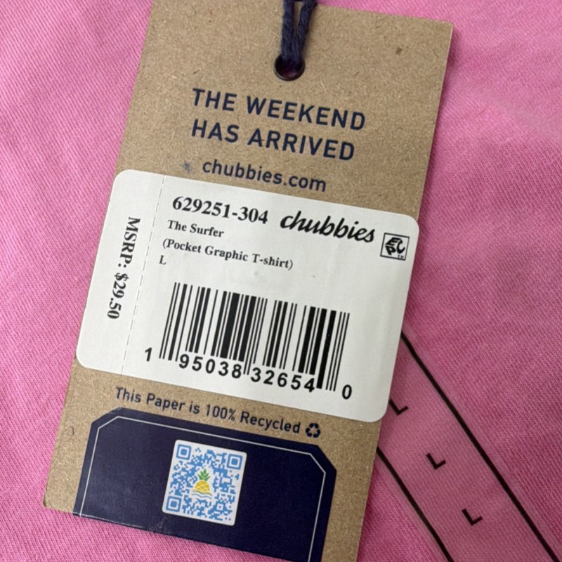 Chubbies The Surfer Men's Pink Blue Graphic Print Pocket T-Shirt L 629251-304 gallery