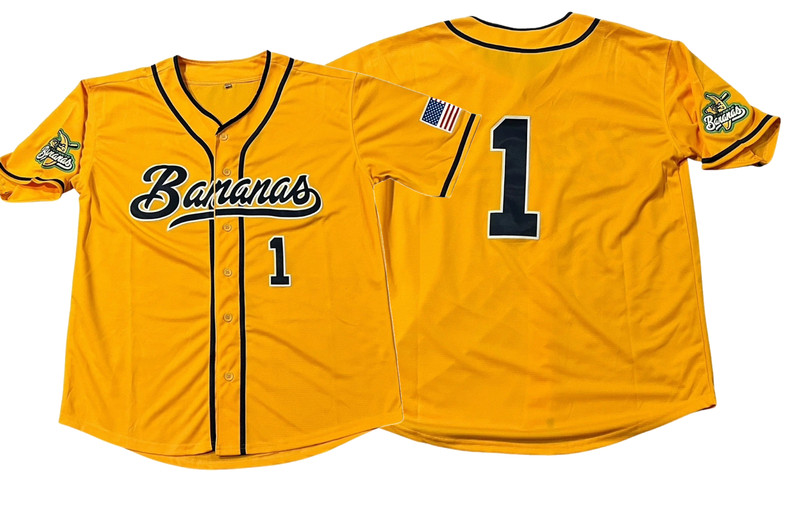 Collection New Savannah Bananas #1 Jersey Yellow men S-5XL TMB5286