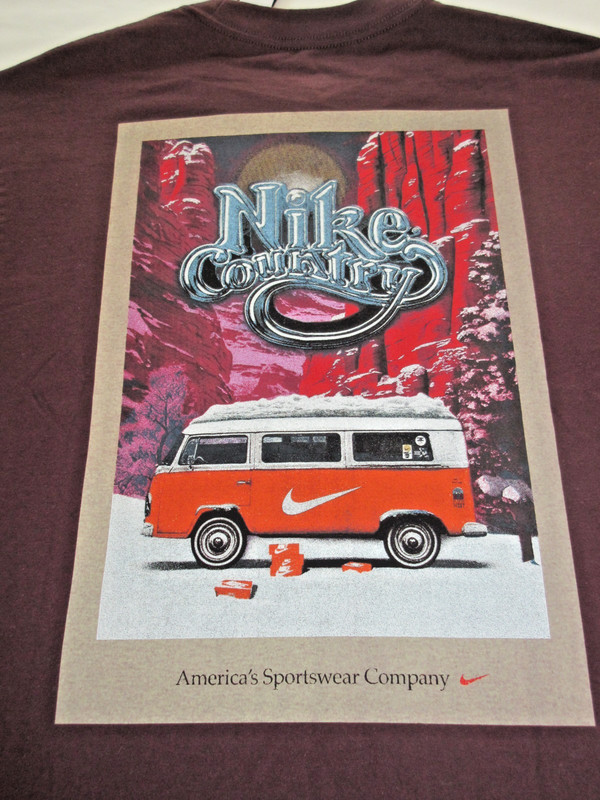 Nike Men’s Sportwear Co. Country Max 90 Van SS Tee Shirt Burgundy Size Large