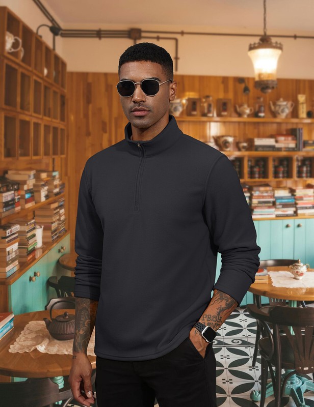 Mens 1/4 Zip Pullover Fleece Jacket Long Sleeve Warm Casual Athletic Sweatshirts gallery
