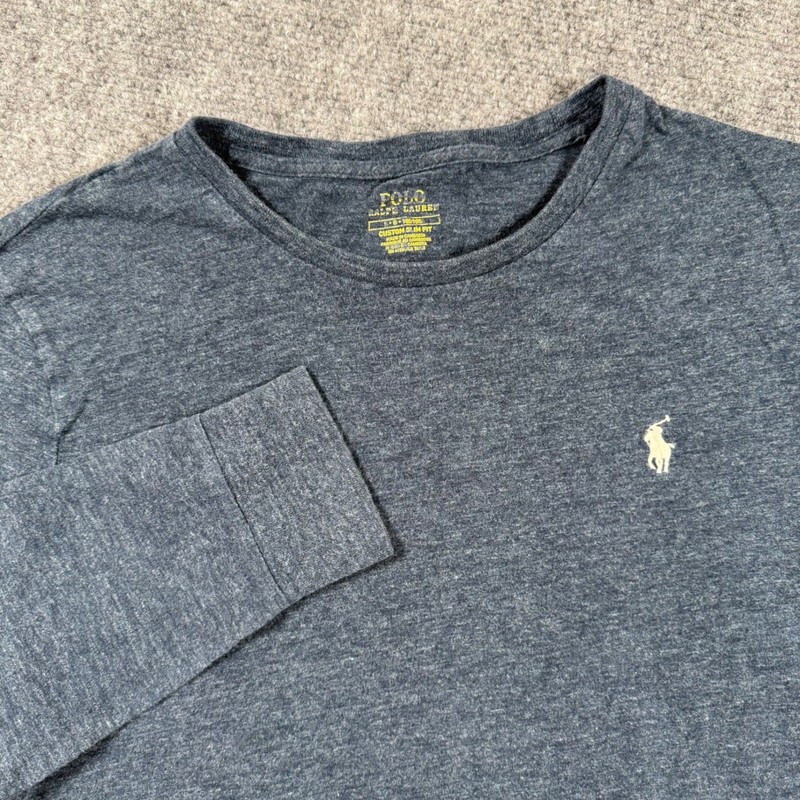 Polo Ralph Lauren Shirt Large Blue Heather Long Sleeve Custom Slim Fit Men’s