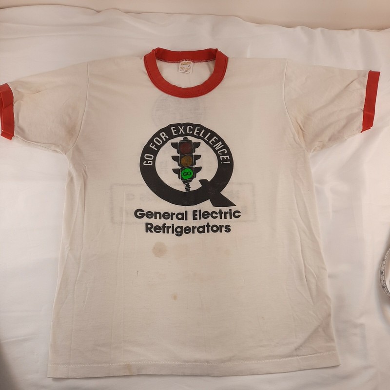 Vintage GE General Electric Refrigerators Ringer T Shirt sz L Go for Excellence