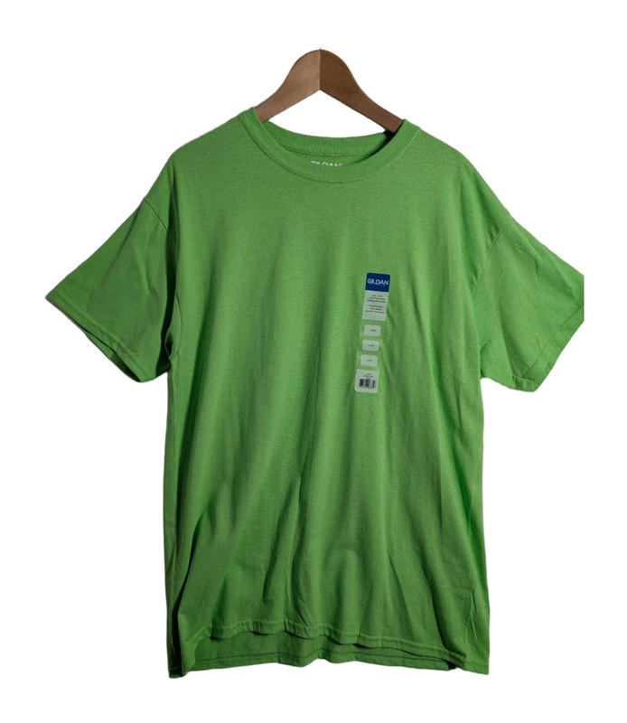 Gildan Mens T Shirt Lime Green Size LG 100% Cotton Regular Fit Short Sleeve Tee